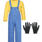 Mavoka Kids Costume For Boys Shirt Overalls Glove Halloween Party Cosplay 4-5T Yellow