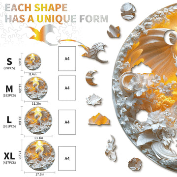 KAAYEE Wooden Puzzles for mature-themeds  Fierce Dragon Wooden Jigsaw Puzzle Unique Shape Wood Puzzle mature-themed  3D Visual Effect Flat Puzzles Birthday Gifts Family Games (XL-17.3 * 17.2 in-457 pcs)