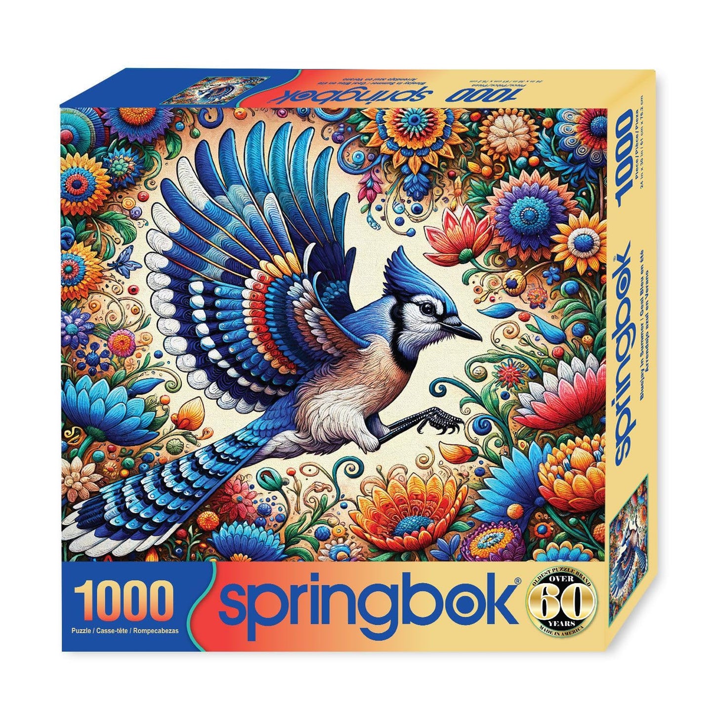 Springbok 1000 Piece Jigsaw Puzzle - Blue Jay in Summer - 30"x24" Cardboard - Model 33-11282