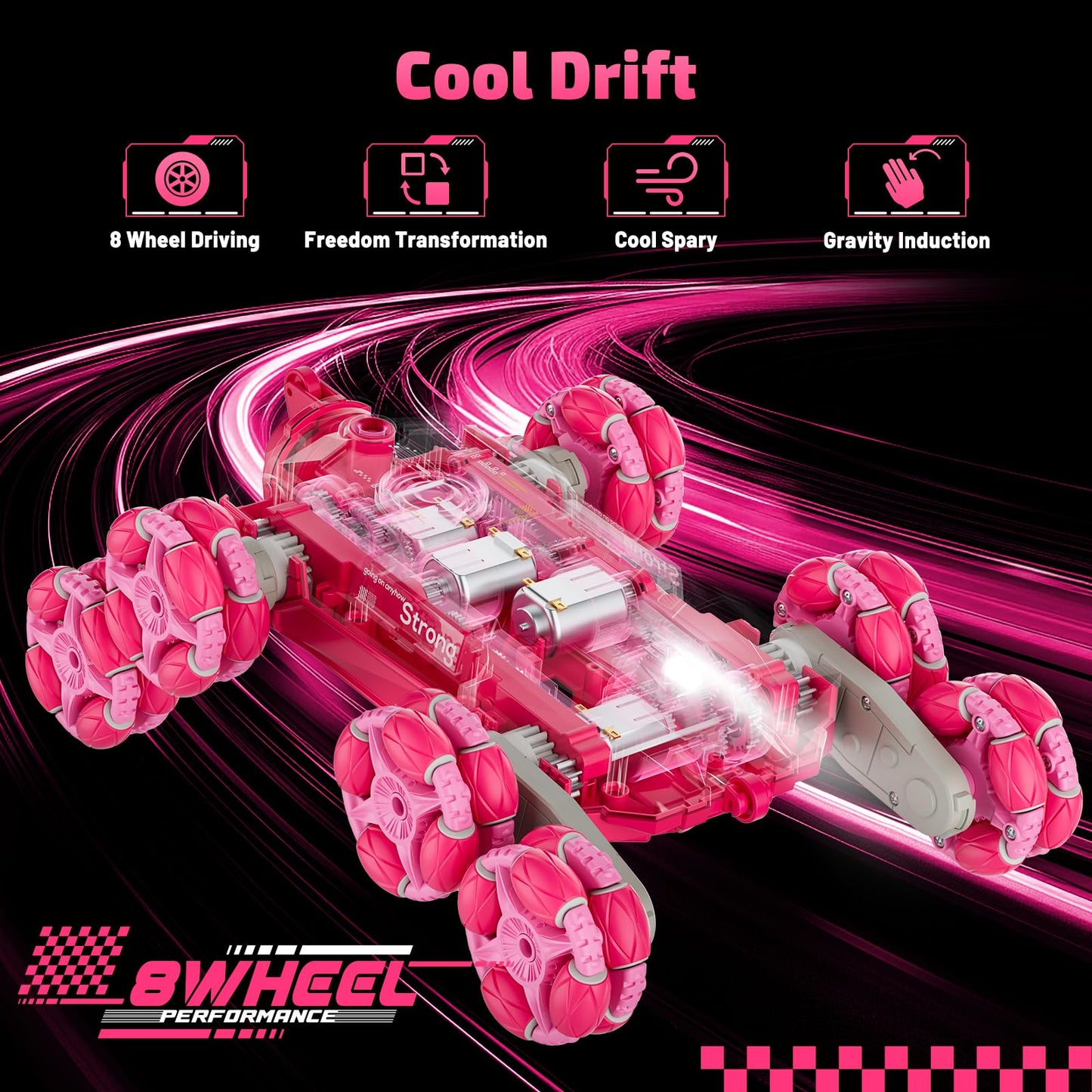 Carsky 8Wd Remote Control Cars Toys For Ages 8-13 Rc Stunt Drift Cars Kids 360Rotating Double Sided Gesture Sensing Toys For Boy