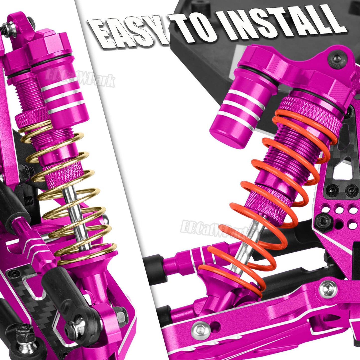 Brcatw Big Bore Rc Shock Absorber Upgrades Kit For 1/10 Slash 4X4/2Wd+Stampede 4X4/2Wdilitogen|Rustler 4X4, Alloy Front+Rear Sho