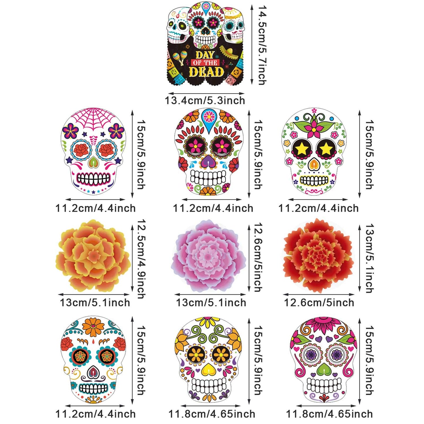 30 pcs Day of The Dead Foil Swirls Decorations Halloween Sugar Skull Flowers Ceiling Hanging Swirls Dia de Los Muertos Party Fav