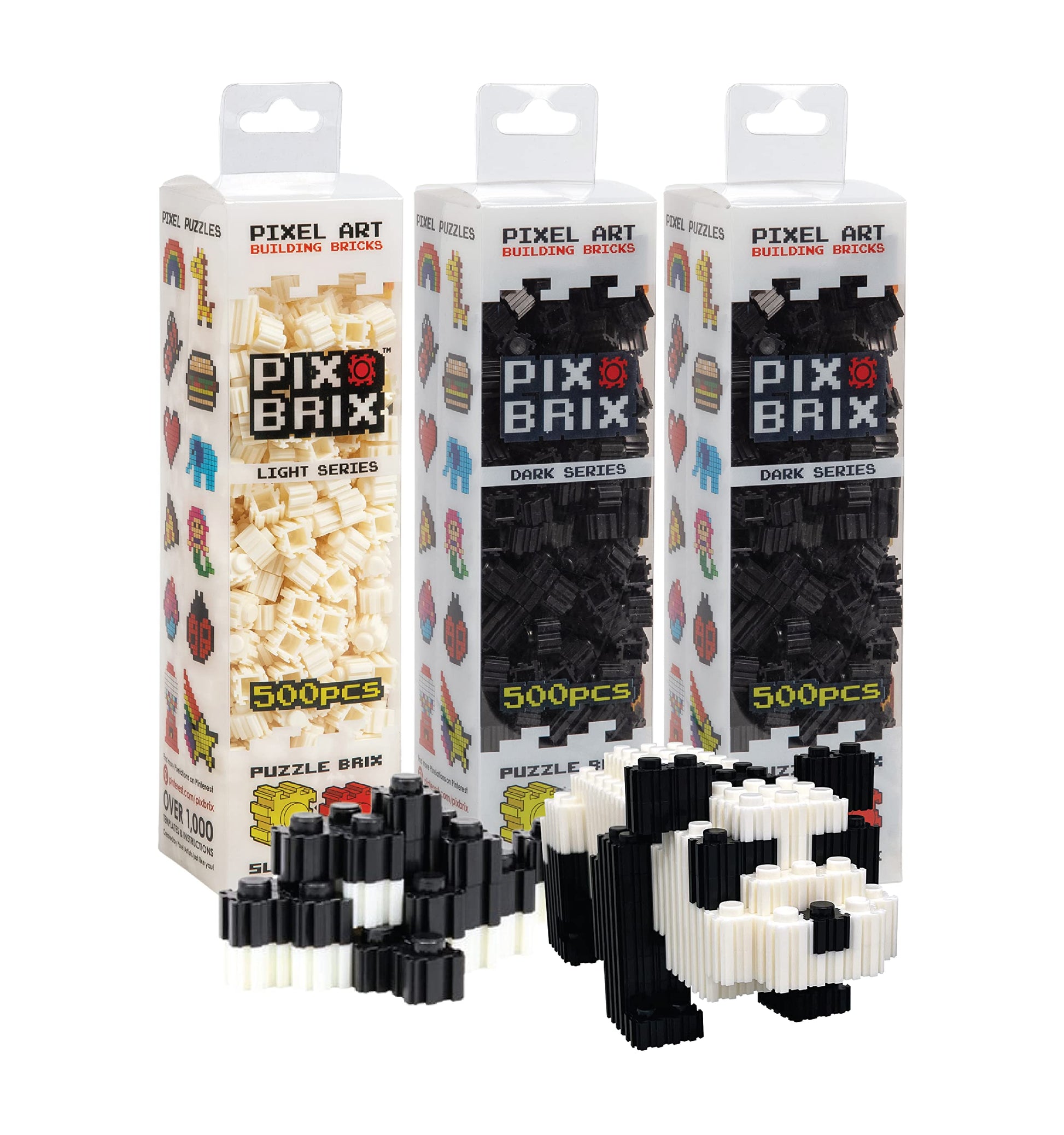 Pix Brix Pixel Art kit Puzzle Bricks, Mixed Bulk Brix - 1,500 Pieces (500 Light, 500 Medium, 500 Dark) - Interlocking Building B