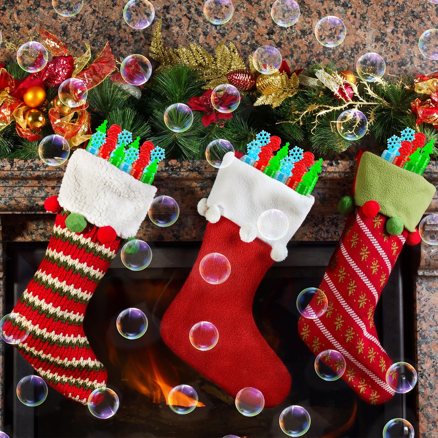 Leetous Christmas Mini Bubbles Wand Party Favors For Toddlers 20 Pack, Christmas Goodie Bags Stocking Stuffers Fillers For Kids,