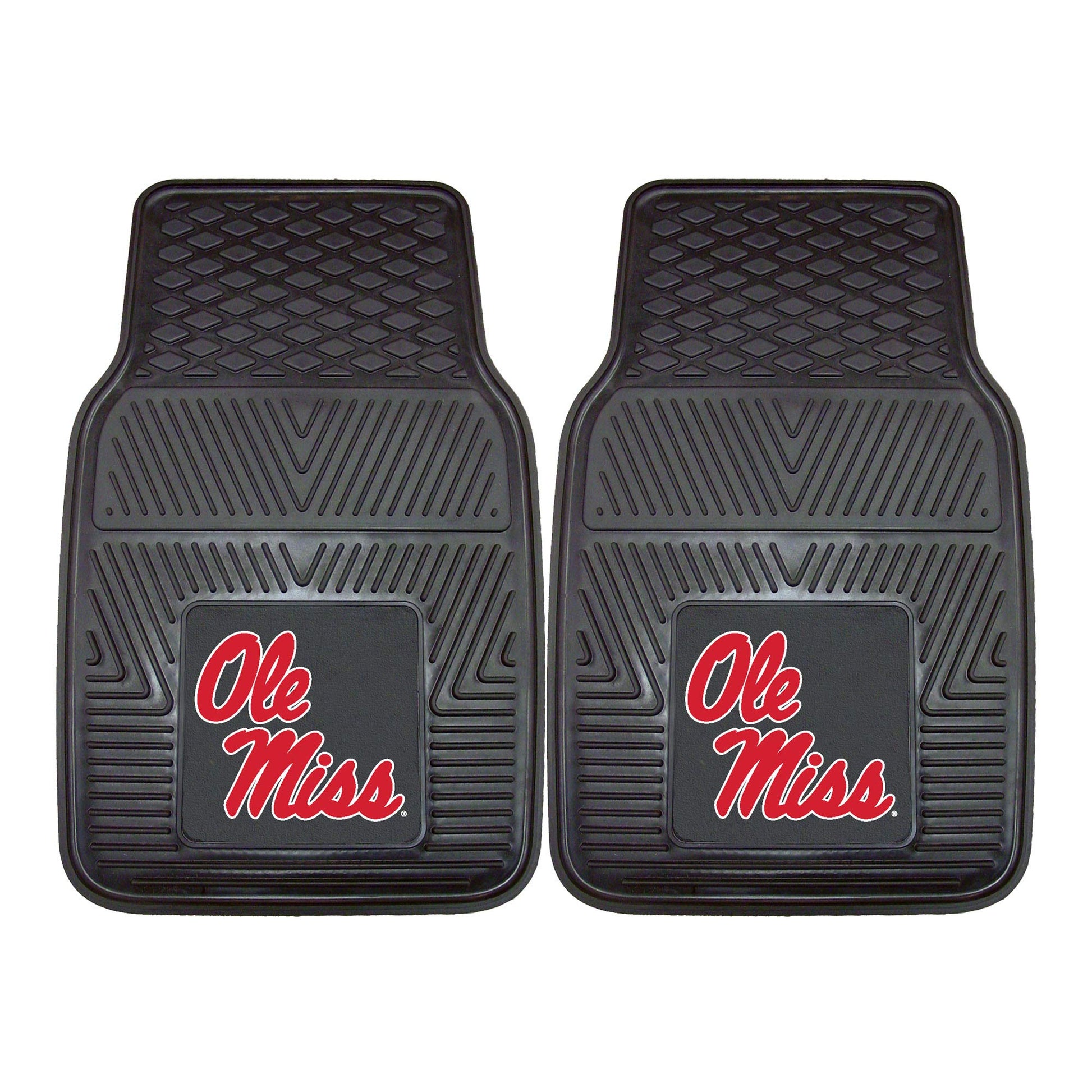 FANMATS 11778 Ole Miss Rebels 2-Piece Heavy Duty Vinyl Car Mat Set, Front Row Floor Mats, All Weather Protection, Universal Fit,