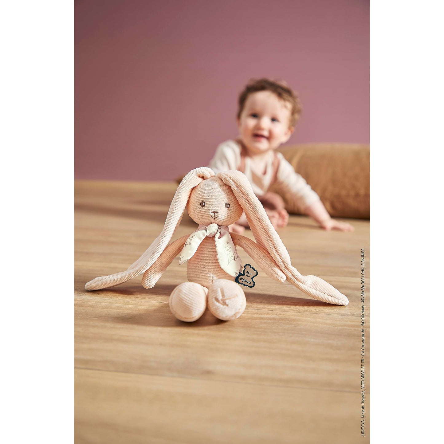 Kaloo Lapinoo My First Friend Corduroy Rabbit - Machine Washable - 10    Tall in Gift Box - Peach Ages 0+ - K218015