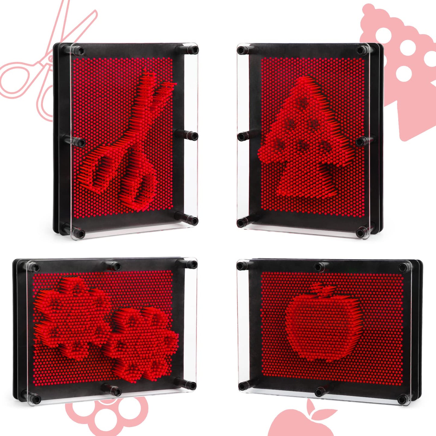 ENJSD 3D Pin Art Toy, Medium Plastic Sensory Toy for Kids, Red, Model PA-01, Ideal for Ages 3-10, Birthday Gift Fidget Toy