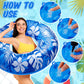 Motionchic Jumbo Float Tube 47.24 Inches Inflatable Pool Floats Large Pool Tube Tropical Leaves Inflatable Tube Blue White Pool