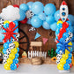 Kasyat Cartoon Party Balloon Column Stand Kit - 2 Sets, Toy Size, Colorful Rocket & Cow Print Balloons for Baby Shower Decorations