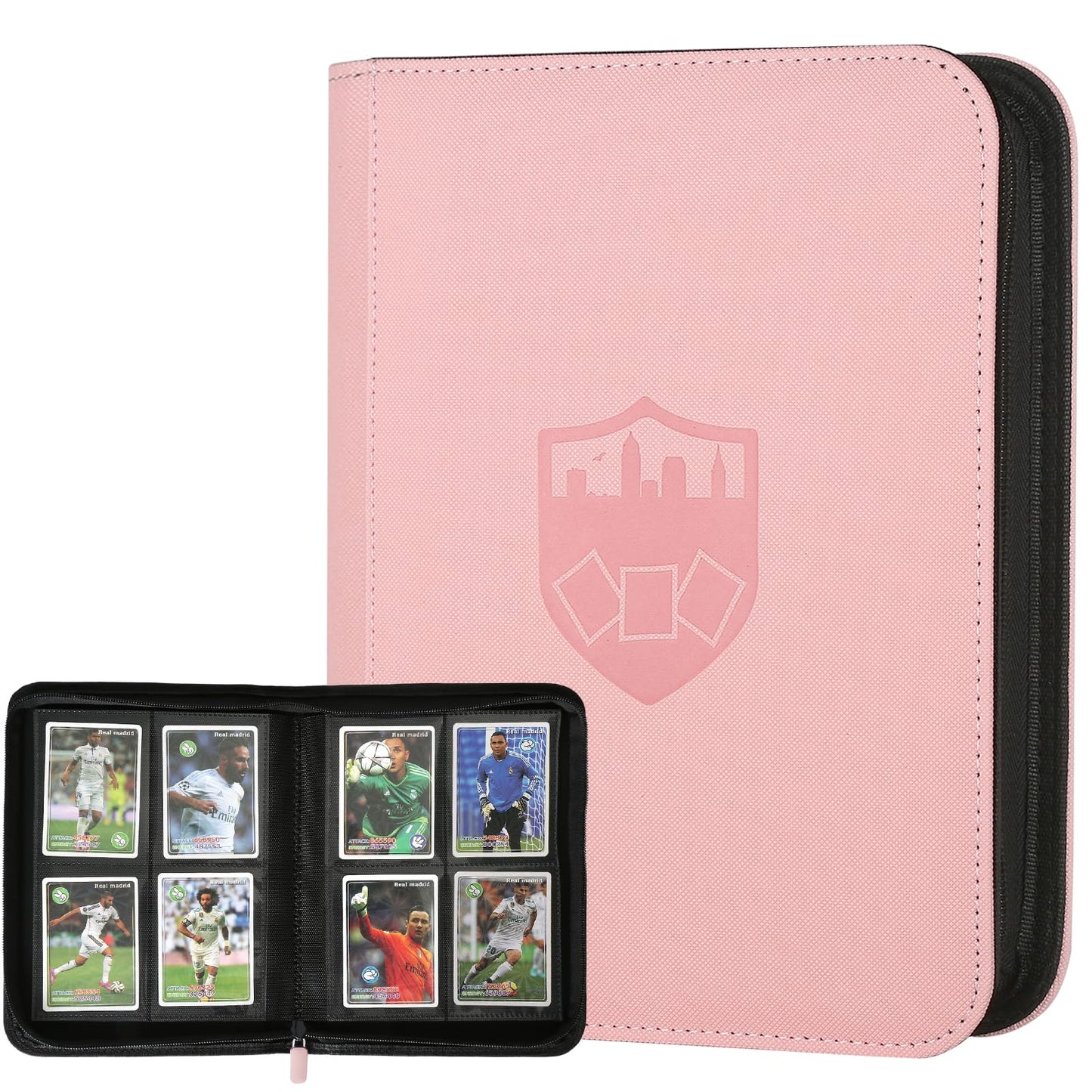 Trading Card Binder 4 Pocket  GERMUN PU Cover Card Binder for 160 Cards  enhanced Trading Card Holder Folders  Double Sided Pocket Card Album for MTG  TCG (Pink)