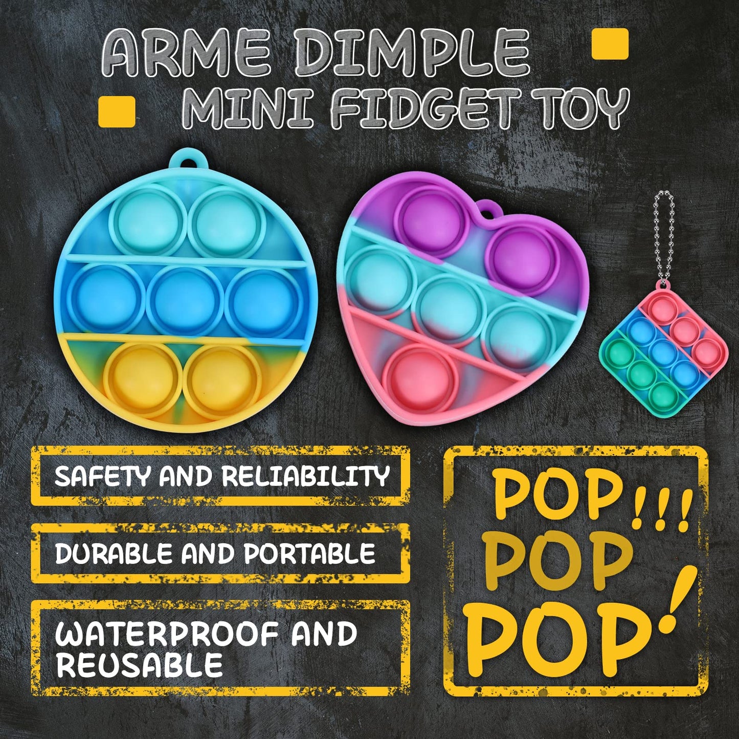 Arme 95Pcs Pop Fidget Toys,Party Favors Toddler Toy Pop Fidget Keychain Mini Fidget Toys Bulk Sensory Toys Stress Toys, Party Fi
