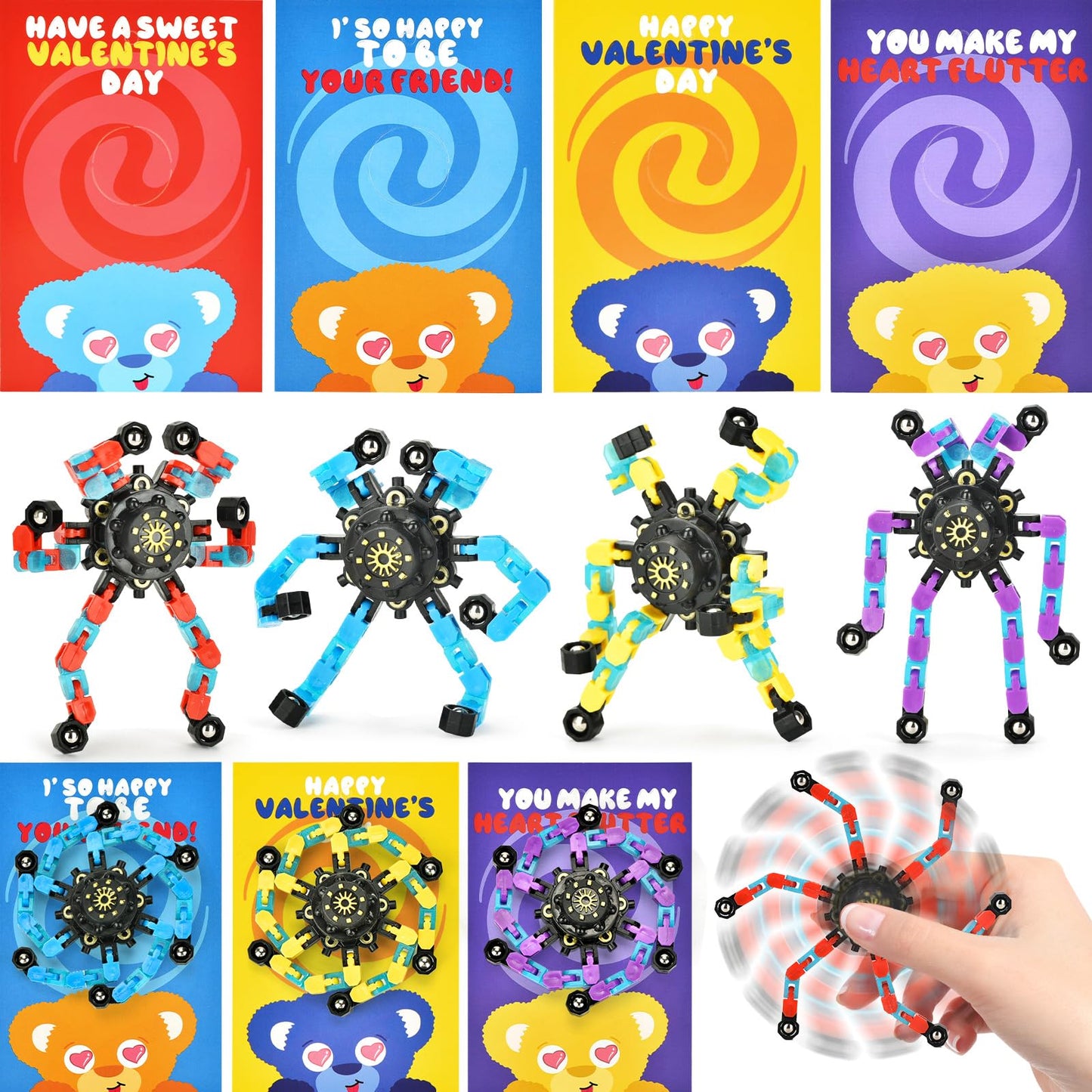 Inacorn 28 Pack Valentines Day Gifts For Kids - Fidget Toys For Kids, Classroom Fidget Spinners, Party Favors, And Kids Gifts -