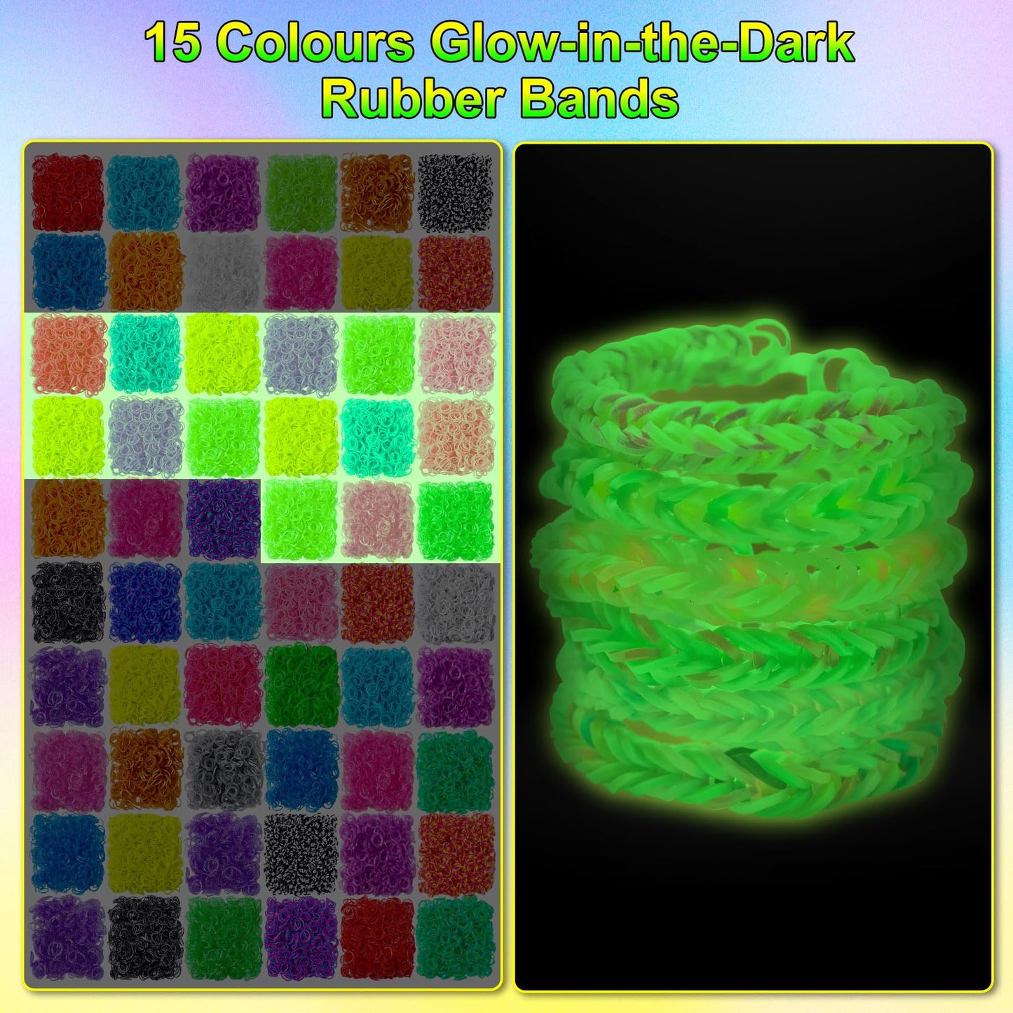 ROSHUKG 7300 Rubber Band Refill Kit in 70 Colours Rubber Bands, Bracelet Making Kit Birthday Gift for Girls Weaving