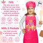 R HORSE 2 Pcs Kid Apron and Chef Hat Set, Rose Red Adjustable Children Kitchen Apron Role Play Chef Toy Cooking Baking Painting