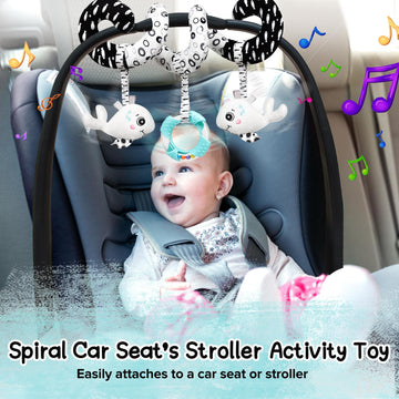 Gkdoms Baby Spiral Hanging Stroller And Car Seat Toys Black And White High Contrast Sensory Toy Newborn Plush Activity Toys Party Favors Quality Gifts For Baby Shower Easter Basket Stuffers -Whale