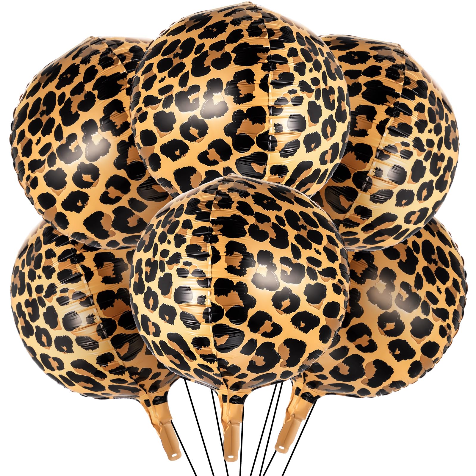BBTO 6 Pcs Leopard & Cheetah Print Foil Balloons 22 Inch 4D Large Metallic Round Leopard Balloons Cheetah Print Decoration for B
