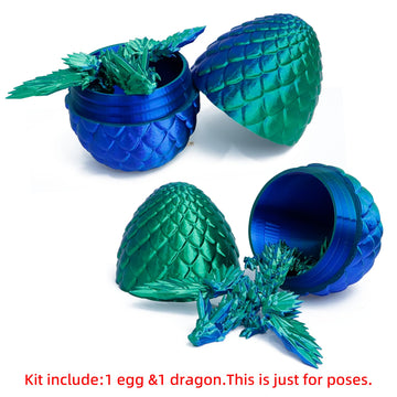 Flavery 3D Printed Flying Dragon In Egg - Dino Easter Egg With 9'' Winged Dragon Inside, Colorful Fidget Toy, Birthday Gift, Fle