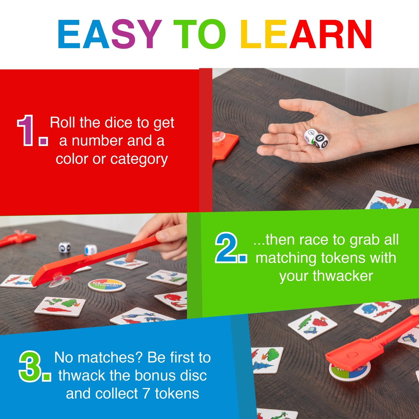 Amigo Games Clack! Thwack! The Grab-It-Fast Suction Cup Game! Roll The Dice, Find The Match, And Thwack! Perfect Family Game Or