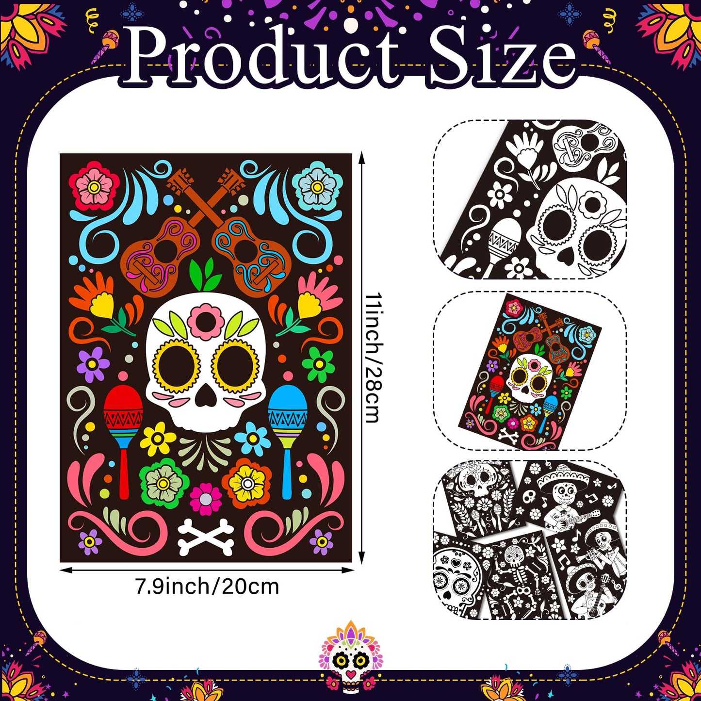 Zhanmai 30 Pcs Color Your Own Funny Day of The Dead Posters DIY Happy Day of The Dead Crafts Bulk Color Your Own Poster DIY Craf
