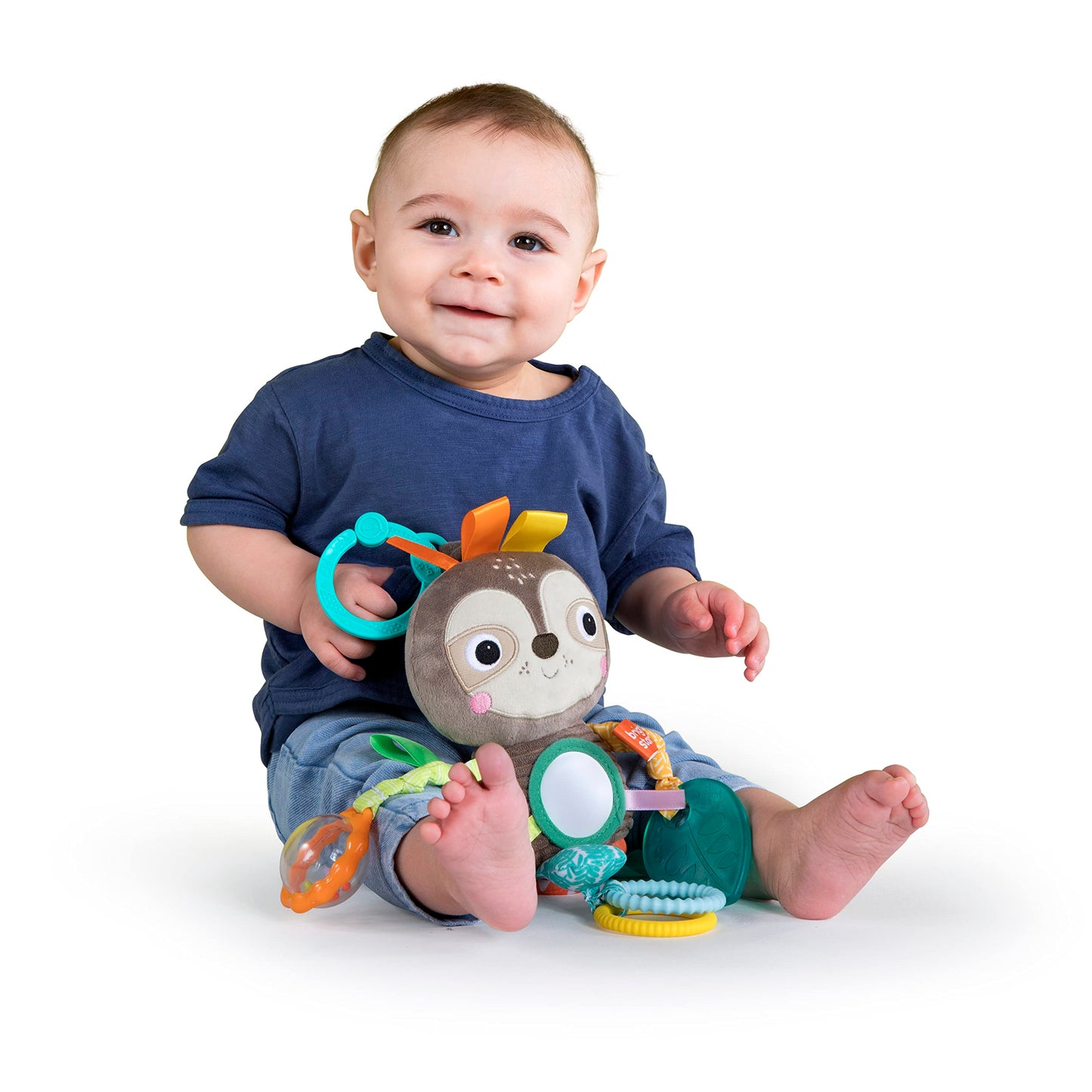 Bright Starts Sloth Plush Playful Pals Take-Along Bpa-Free Stroller Baby Toy, Age Newborn+