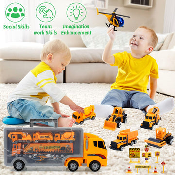ALOTJOY Toys for Boys,25 Pcs Engineering Die-cast Construction Car Toddler Toys for 3 Year Old Boys Vehicles Gifts Kids Toys for