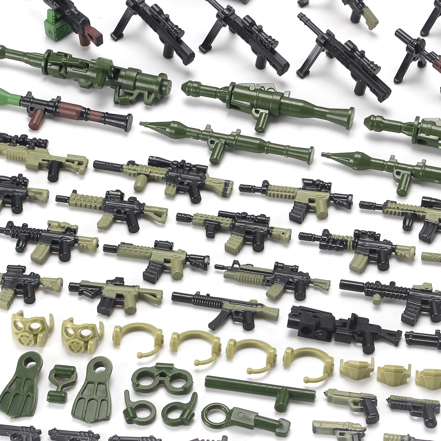 Olive Green Army Accessories Kit 325 Pcs Military  Pack Gear E.O.D Suit NVD Helmet Shipping Container protective coveringy Building Block Toy for Soldiers Compatible with Major Brands