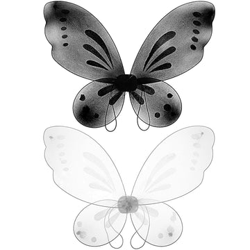 Sumind 2 Pieces Butterfly Wings Halloween Fairy Costumes Fairy Wings For Kids Girls Women Halloween Dress Up Party Favor Angel Wing Butterfly Fairy Birthday Cosplay Accessory(Black And White)