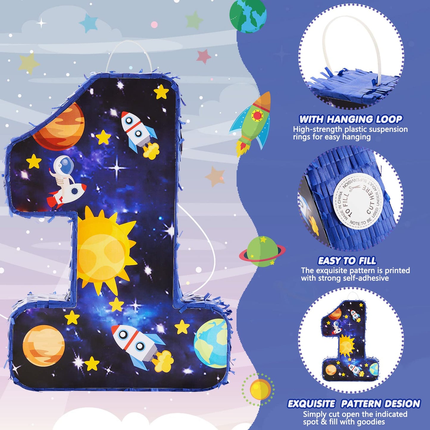 Lewtemi Number 1 Pinata for 1nd Birthday Party Decorations Birthday Pinata with Stick Eye Mask Baby Shower Decorations Party Sup