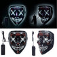 Kids Full Length Hooded Velvet Cloak Halloween Cape Costumes With White Led Light Up Scary Mask (35'/90Cm)