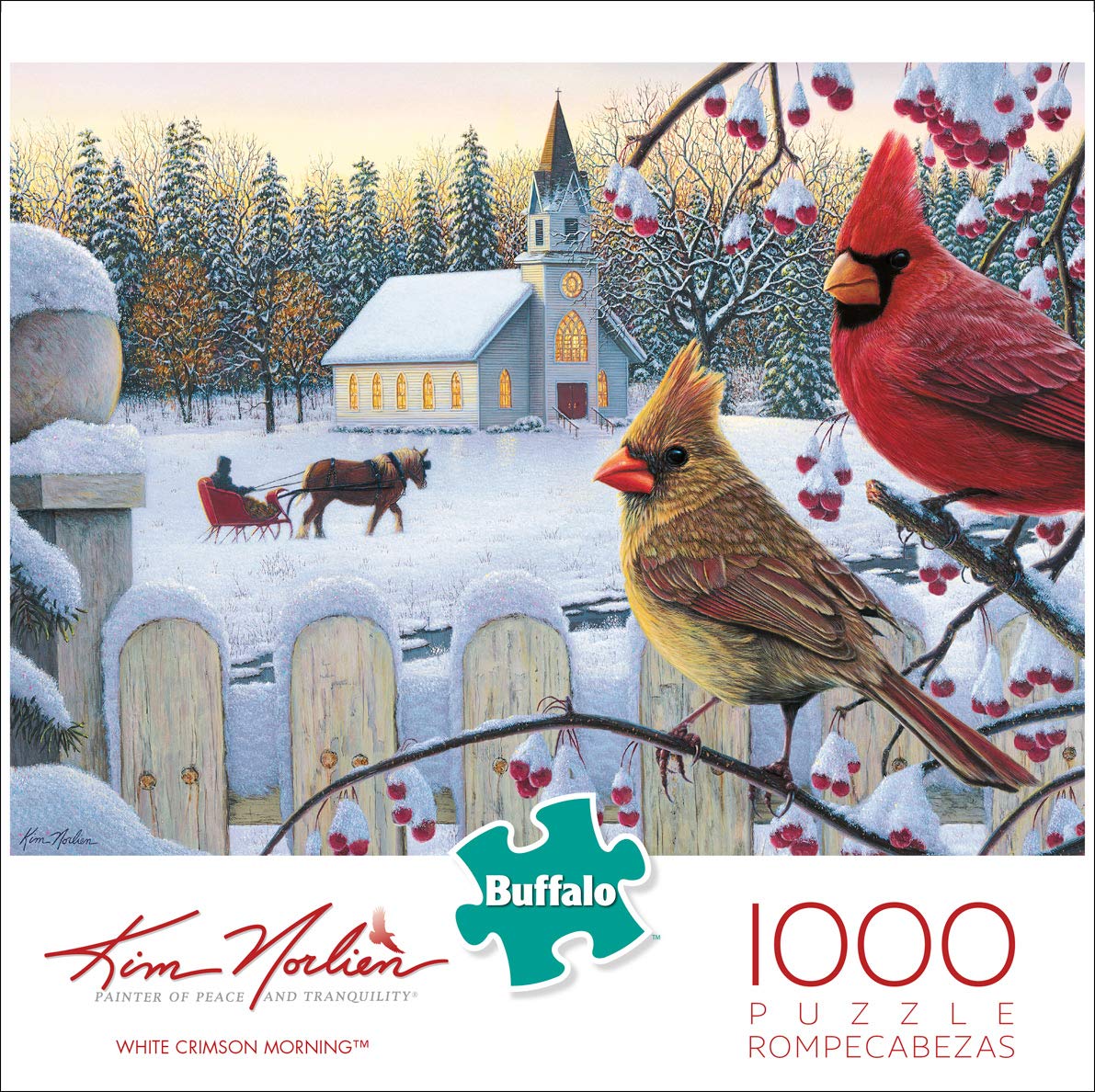 Buffalo Games 1000 Piece Jigsaw Puzzle - Kim Norlien White Crimson Morning - Large Multicolor Puzzle for Adults - 26.75 x 19.75 Inches