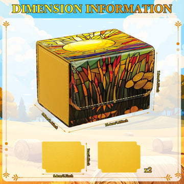 Wonderjune Pu Leather Card Deck Storage Box For Strong Magnet Storage Card Box With 2 Dividers For Tcg Ccg(Orange,Sun)