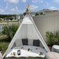Betterhood 7' Large Teepee Tent For Adults, Play Tent With Carry Bag, 5 Sides Canvas Kids Teepee Tent Indoor & Outdoor Tents For Party, Wedding, Photo Prop, White