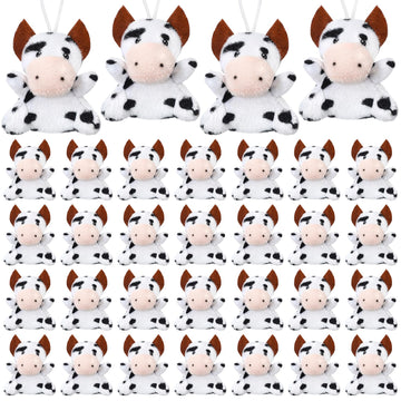Shappy 50 Pcs Mini Animal Plush Toys Small Stuffed Animals Bulk Cute Tiny Plushies Keychains For Gift Party Carnival Prize(Cow)
