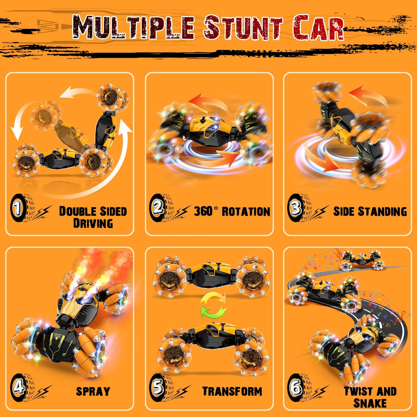Remote Control Stunt Car Toys: Christmas Birthday Gifts for Boys Toys Ages 6-12 - 2.4Ghz Gesture Sensing Remote Control Cars wit
