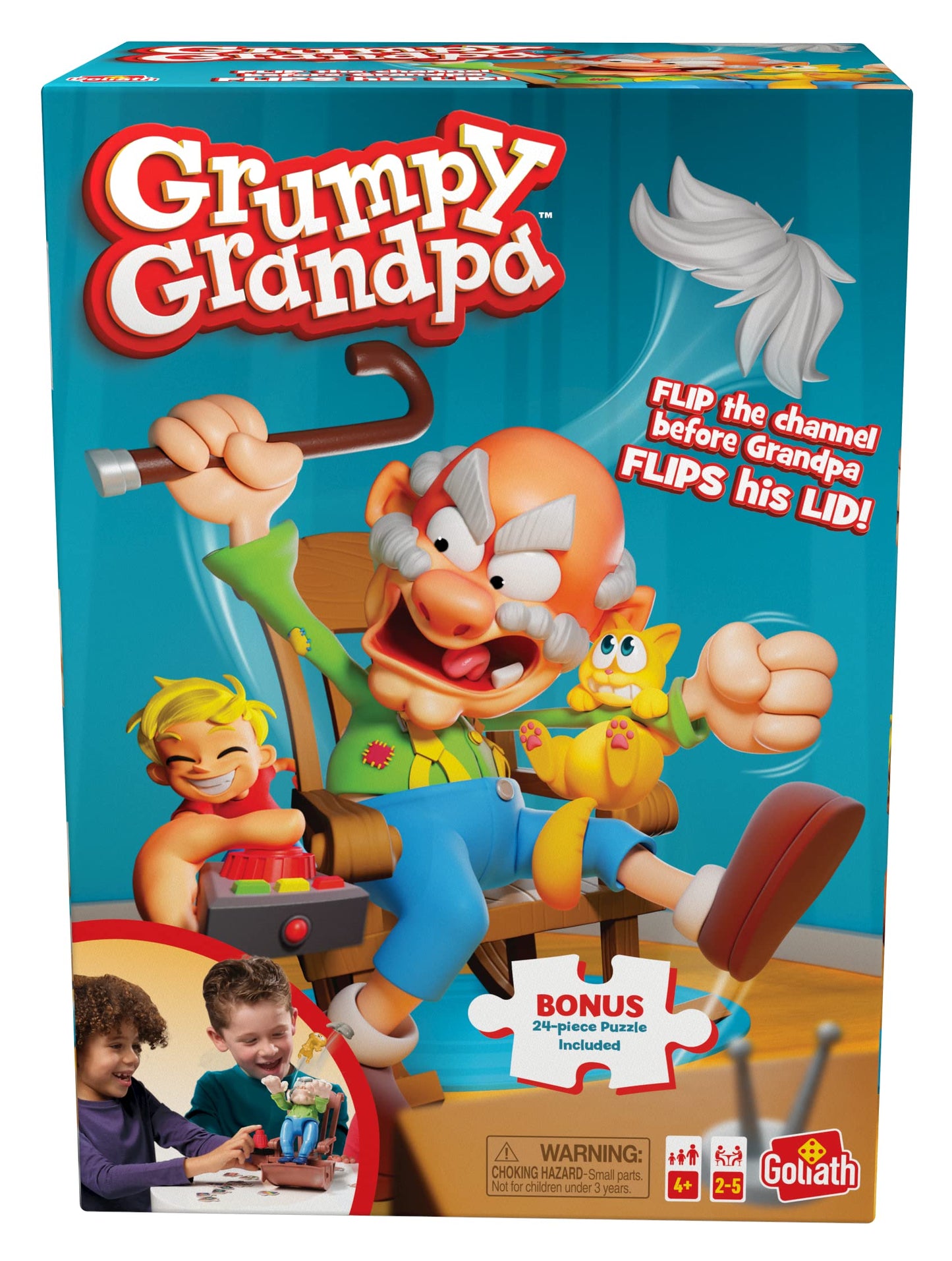 Goliath Grumpy Grandpa Game - Flip The Channel Before Grandpa Flips His Lid - Ages 4 And Up, 2-5 Players - Includes A 24-Piece Puzzle