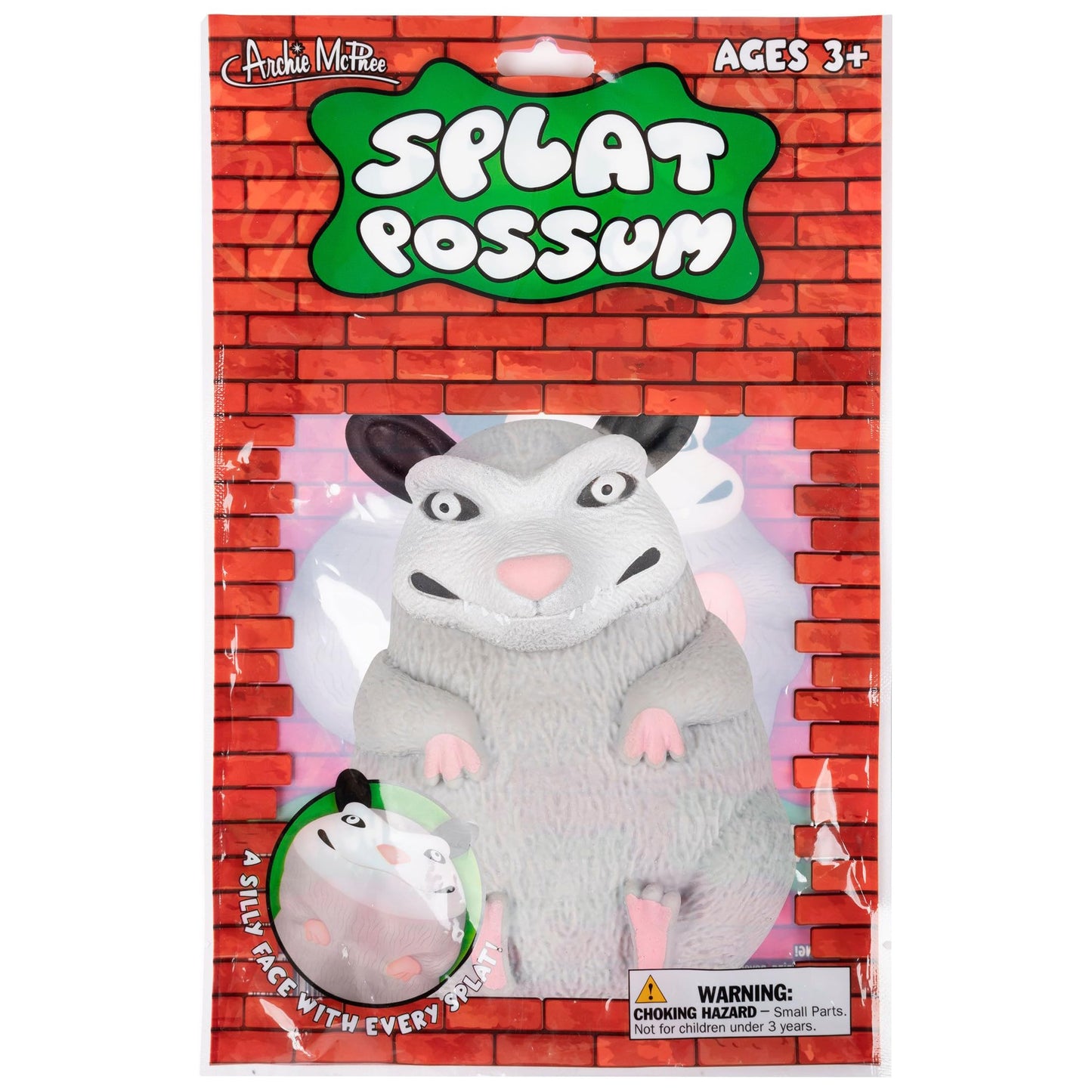 Archie McPhee Novelty Gifts Funny Splat Possum - 5-1/2 Soft Total Physical Response Splat Possum Filled with Sand - Perfect for Emotionally Charged Laughter and Fun All Year Long