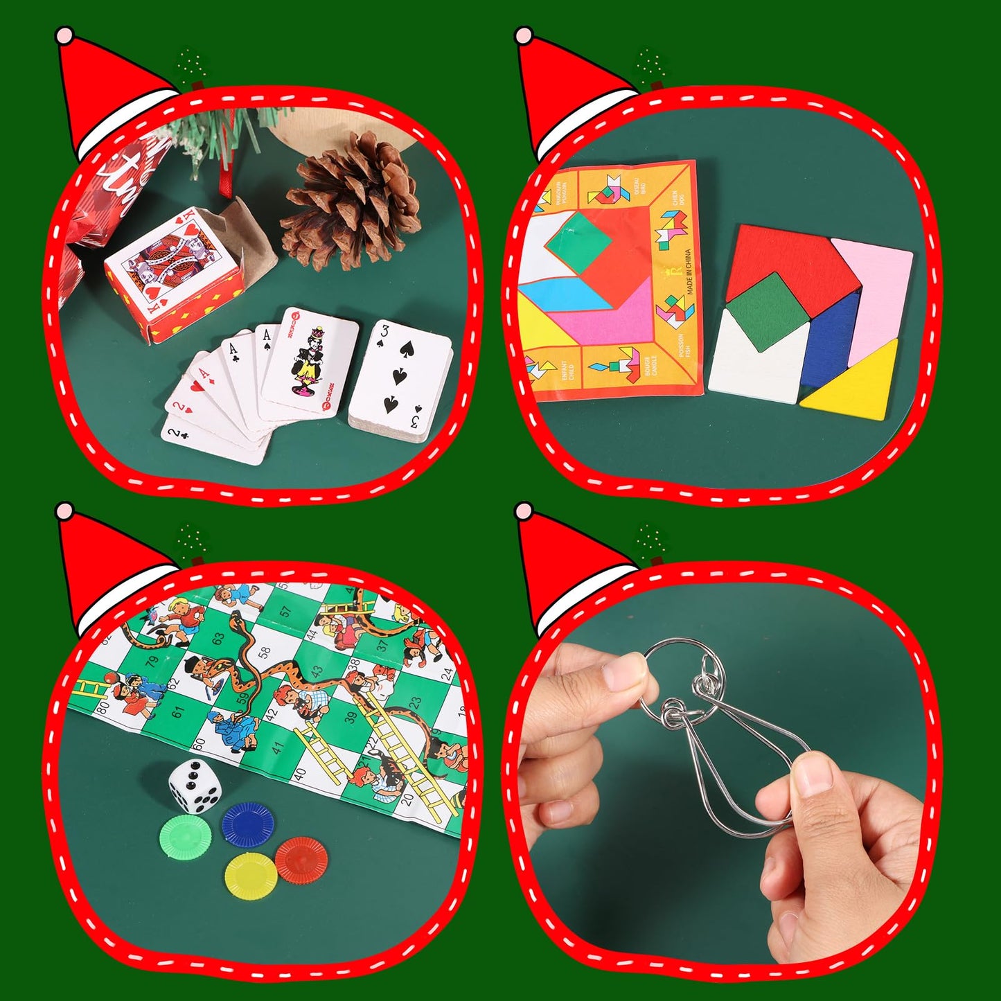 Atonofun 12 Pack Christmas No-Snap Party Table Favors with Christmas Character Design, with Party Hat, Joke Little Gift Inside,