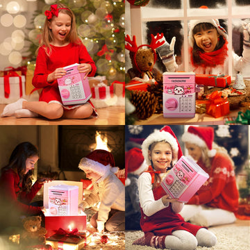 Piggy Bank For Kids, Money Bank For Girls Boys Teen Adults Electronic Atm Machine Password Cash Coin Can With Stickers, Toy For 5 6 7 8 9 10 11 12 Year Old Children Birthday Gifts