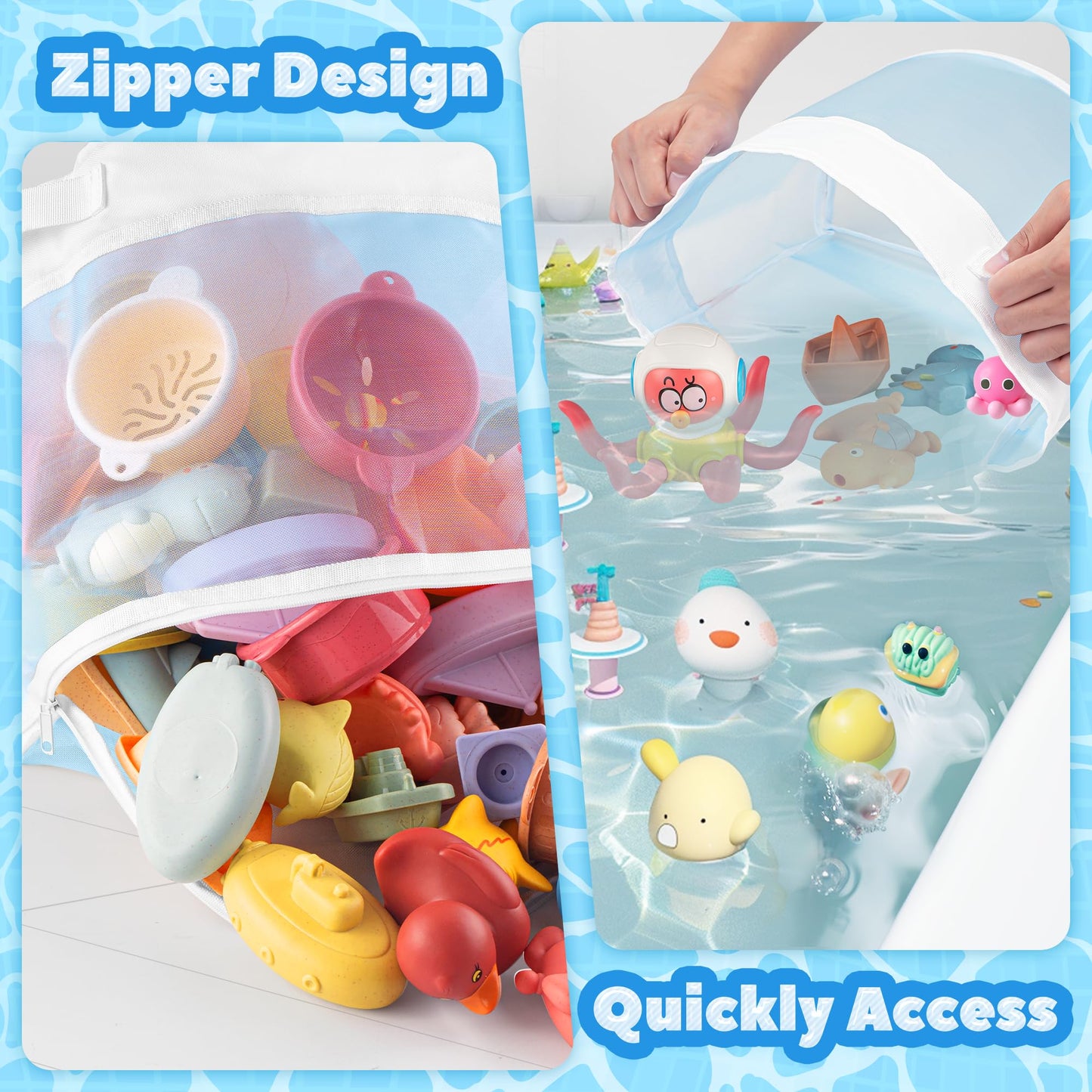 Uneede Bath Toy Organizer,1.55 Gallons Bathtub Toy Storage Organizer,Quick Access Bath Toy Holder For Bathtub,Baby Organizer And