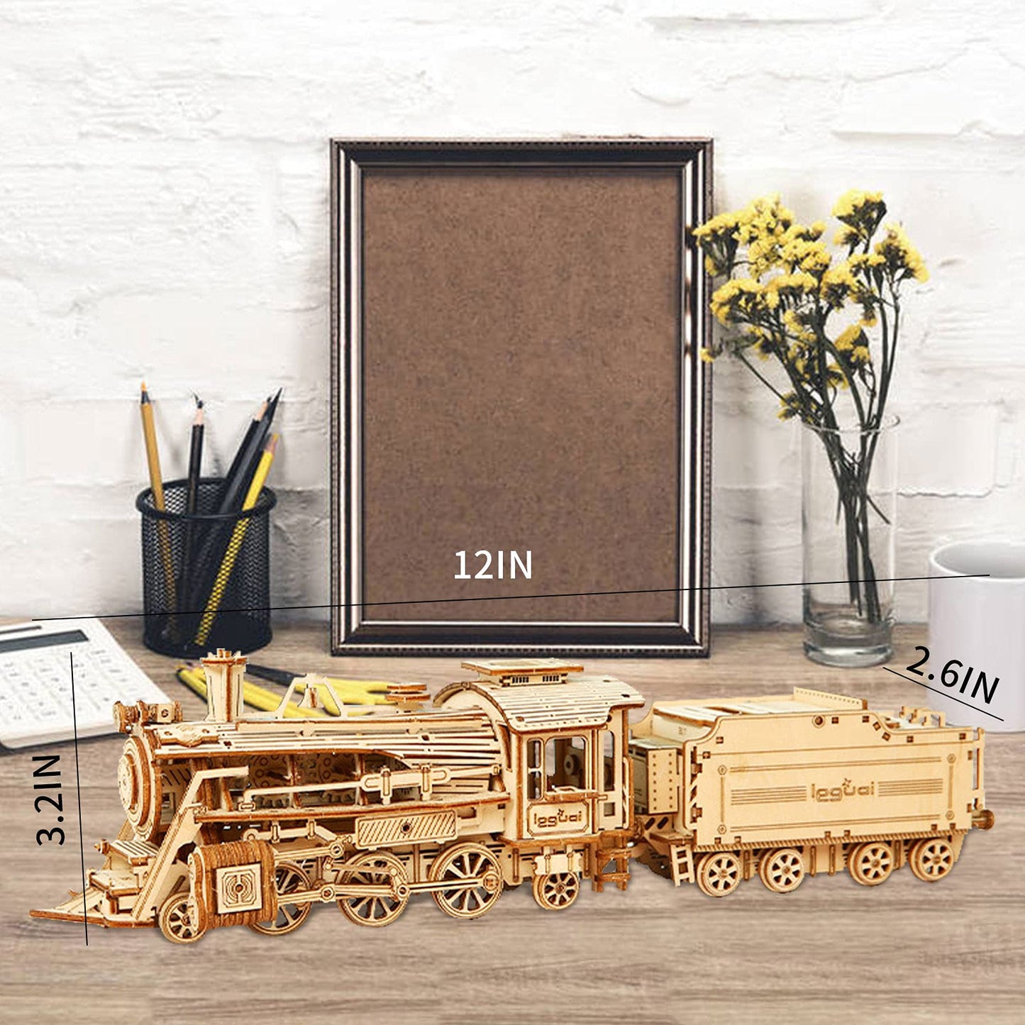 Express Train - DIY 3D Wooden Puzzle Model Kit - Laser Cut Wooden Puzzle Craft Kit, Brain Teaser Educational Building Model Toy