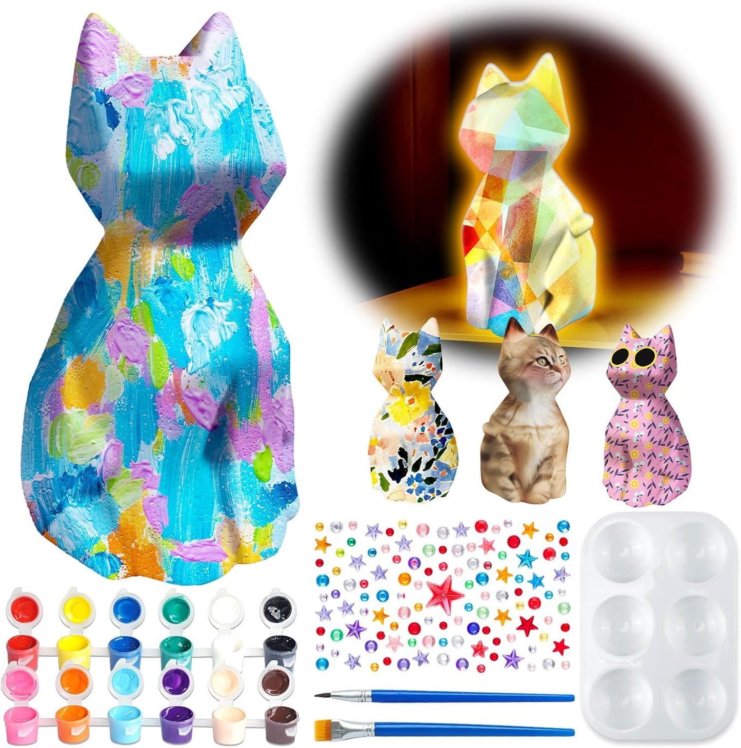Goodyking Paint Your Own Cat Lamp Craft Kit, Diy 3D Warm Light Cat Lamp, Arts And Crafts For Kids Ages 8-12, Birthday Gifts For 8-12 Year Old Boy Girl, Painting Kit For Kids Ages 3 4 5 6 7 8 9+