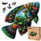 Fish Fantasia - 350 Piece Wooden Puzzles for mature-themeds - 21.2 x 12.7 in - Extra-Thick 5 mm Wood Puzzle  Hand-Shaped Pieces  Marine Life Mosaic Design - enhanced Gift for Puzzle Lovers by LEOGOR