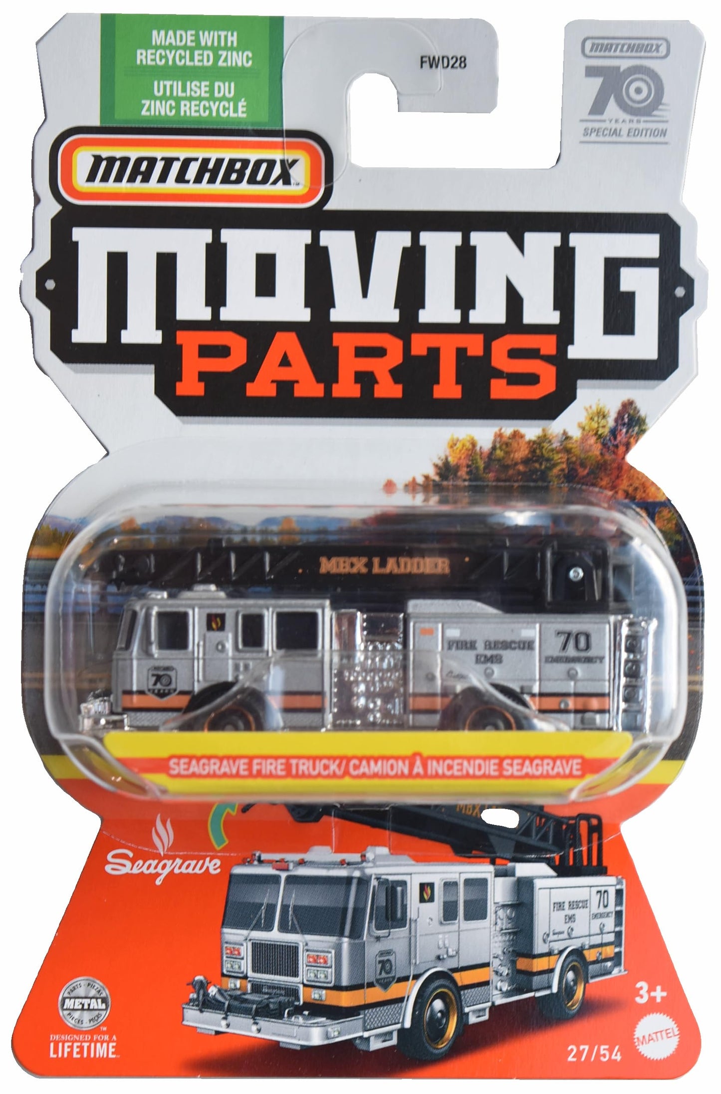 Matchbox Seagrave Fire Truck, Moving Parts 27/54 [Silver]
