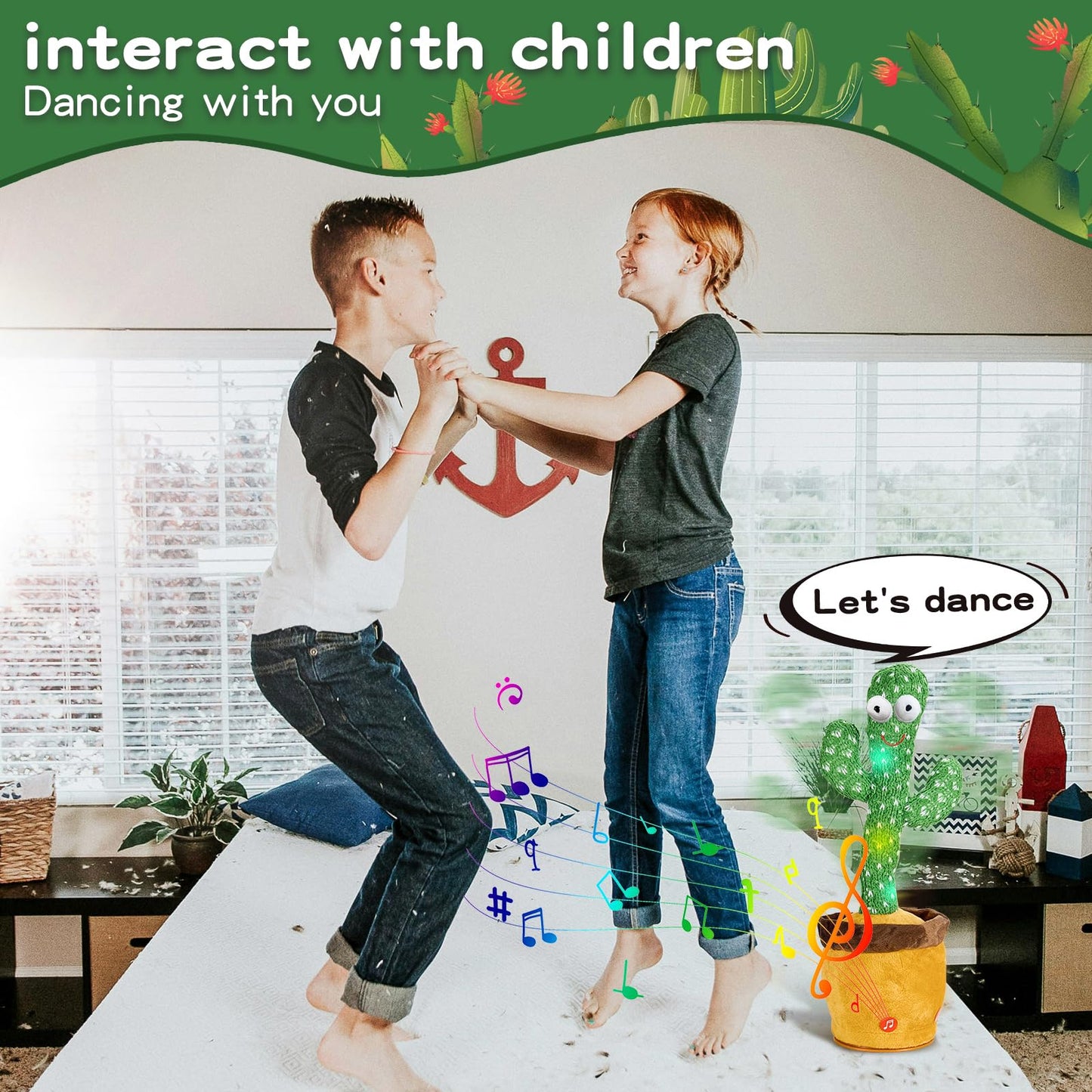 Jakcjfii Dancing Talking Cactus Baby Toys Boy Girl Gifts, Singing Mimicking Recording Toys Repeats What You Say, Comes With 120