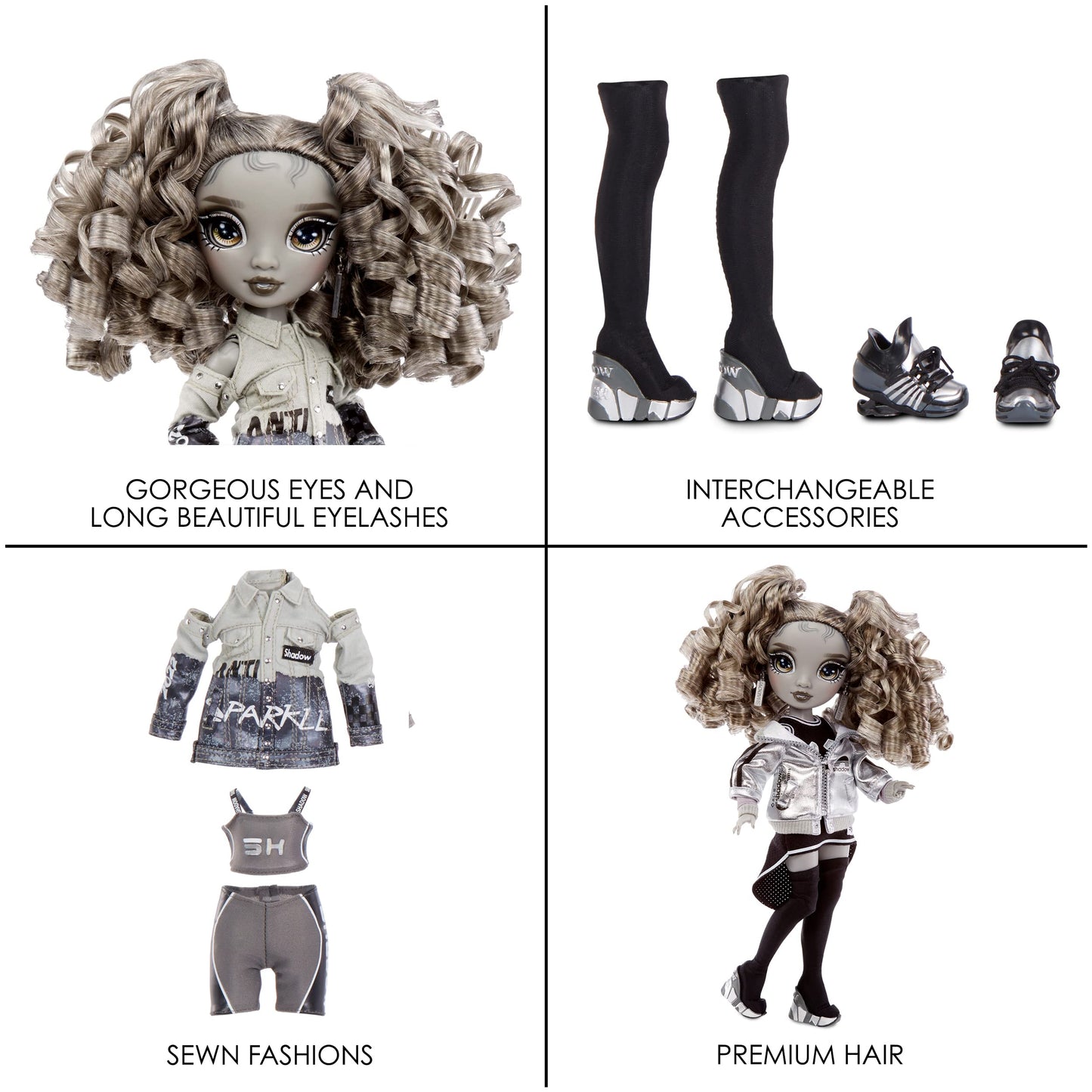 Rainbow High Nicole Steel Grayscale Fashion Doll With 2 Outfits And Accessories, Gift For Kids 6-12