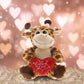 DolliBu Plush Sitting Giraffe - Cute 9" Stuffed Animal with Red Heart, Personalized Gift for Valentine's Day, Brown, Model K5191-5998-90