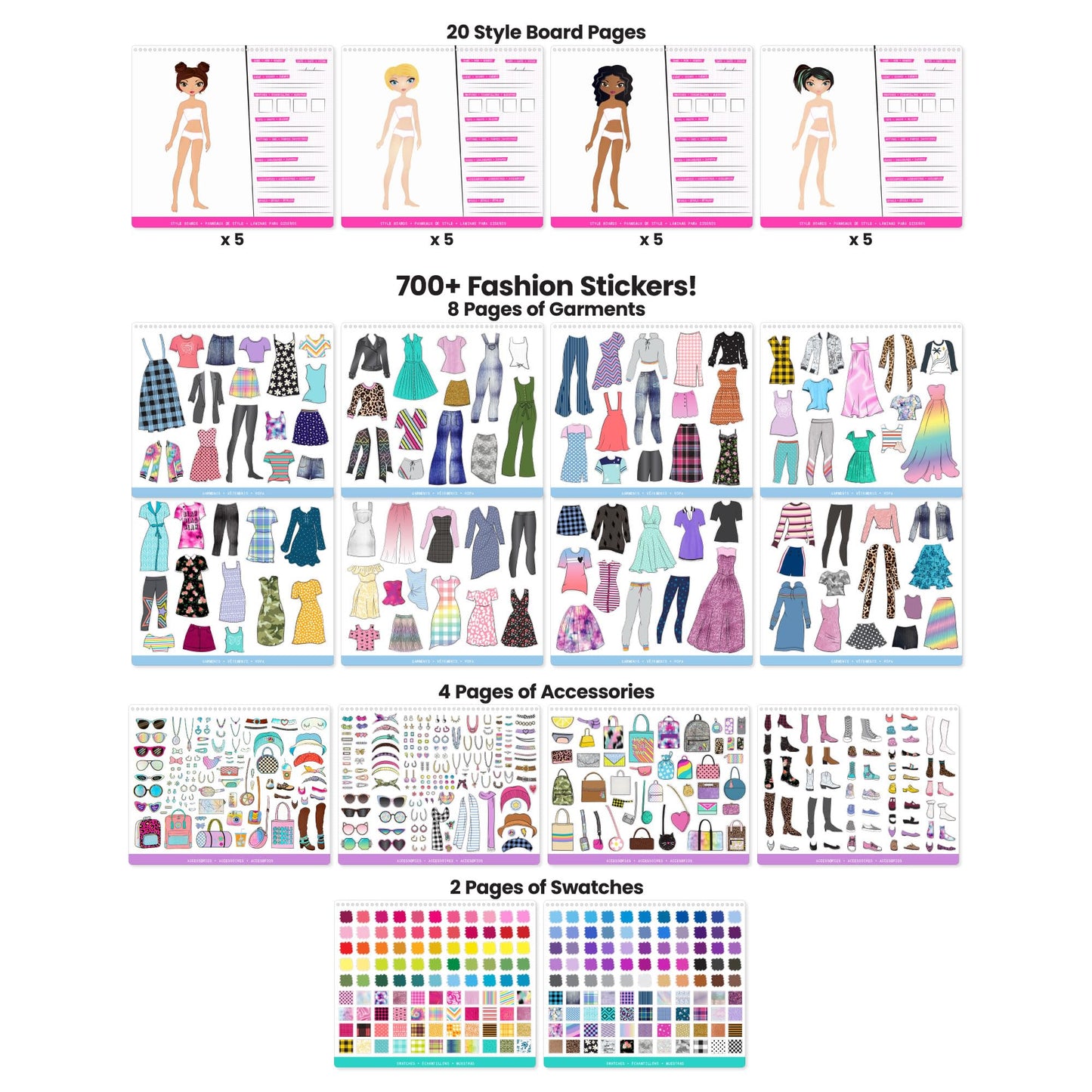Fashion Angels Designer Kit - Fashion Activity Book with 700+ Stickers for Girls Ages 6+ - Perfect Road Trip Essentials
