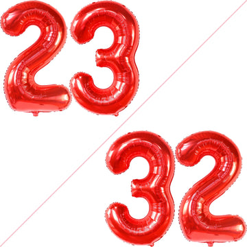 Katchon, Red 23 Balloon Numbers - Big, 40 Inch | 23 Red Balloons For 23 Birthday Decorations For Men | 23 Birthday Decorations | 23 Balloon Numbers For 23Rd Birthday Decorations For Men