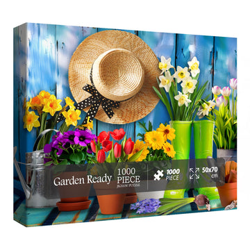Colorful Flowers Puzzles For Adults 1000 Pieces, Beautiful Plant Pot Garden Floral Jigsaw Puzzles, Spring Tools Tulip Daisy Puzz