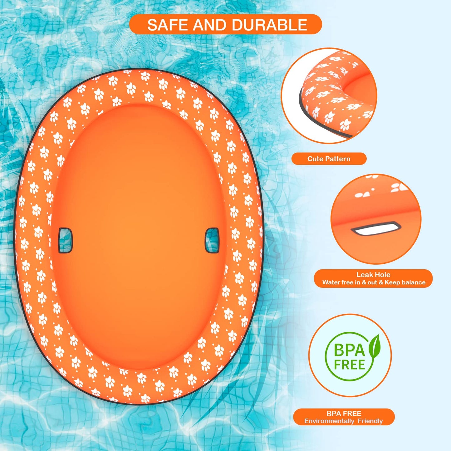 Pet Soft Dog Float Raft - Inflatable Dog Swimming Float For Summer (Orange)